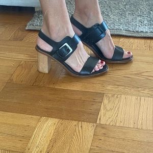 Jigsaw black leather heel sandals